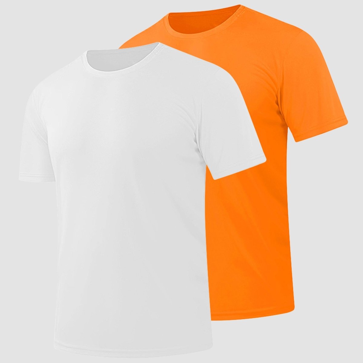 [2 Pcs set] Lightweight Short Sleeve Sun Protection Shirt-Men's tops-Calvin Hart-White+Orange-S-Calvin Hart