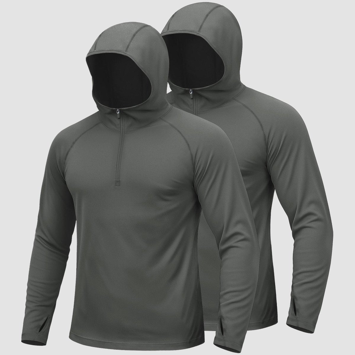 [2 Pcs set] Zip Up Hooded Long Sleeve Sun Protection Shirt-Men's tops-Calvin Hart-Dark Grey + Dark Grey-S-Calvin Hart