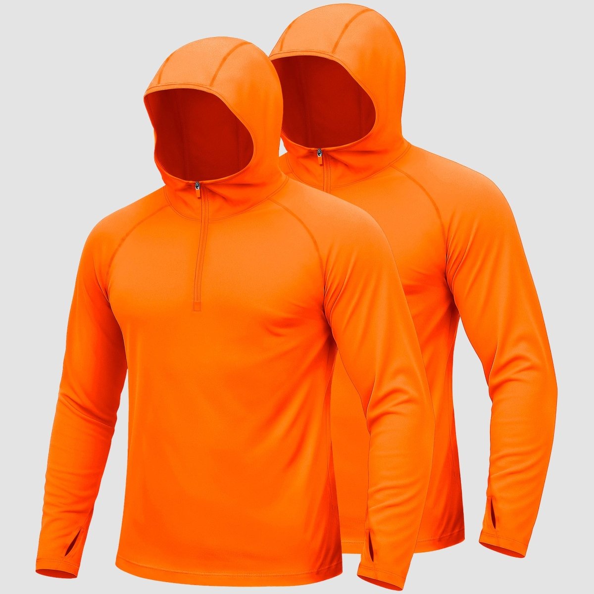 [2 Pcs set] Zip Up Hooded Long Sleeve Sun Protection Shirt-Men's tops-Calvin Hart-Orange + Orange-S-Calvin Hart