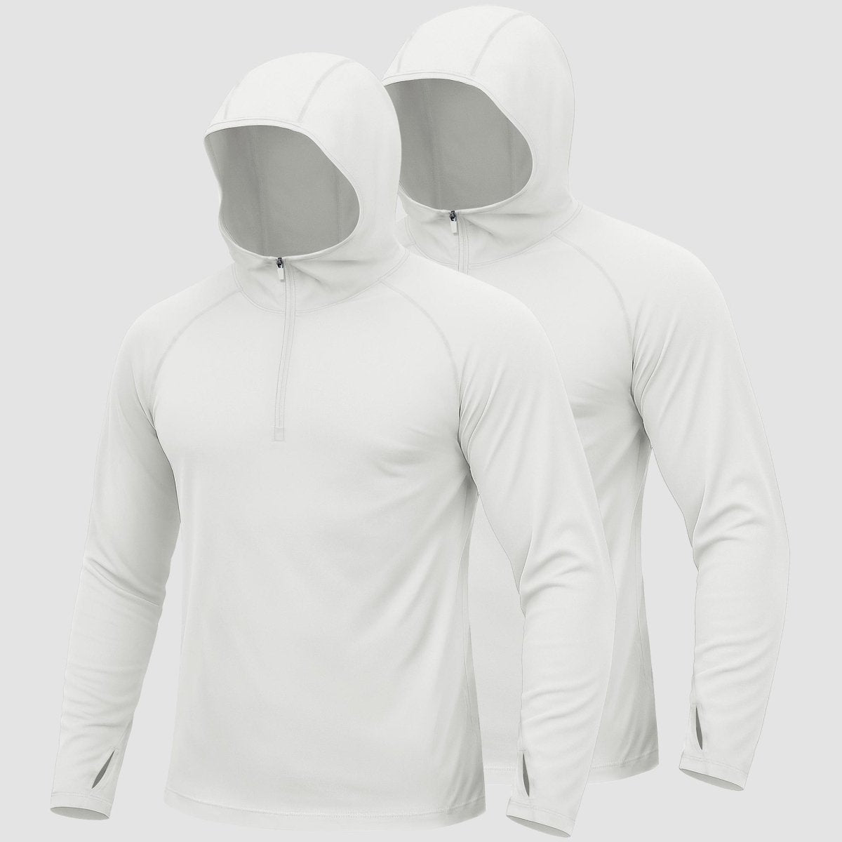 [2 Pcs set] Zip Up Hooded Long Sleeve Sun Protection Shirt-Men's tops-Calvin Hart-White + White-S-Calvin Hart