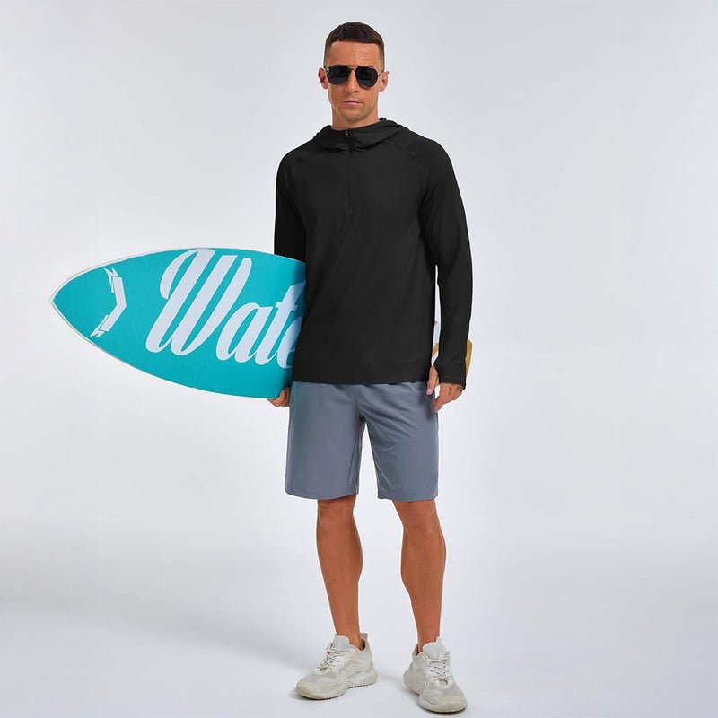 [2 Pcs set] Zip Up Hooded Long Sleeve Sun Protection Shirt-Men's tops-Calvin Hart-Black + Black-S-Calvin Hart