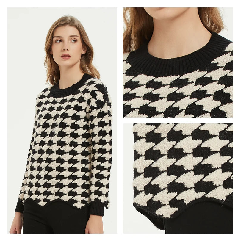 Calvin Hart Women's Houndstooth Fleece Sweater