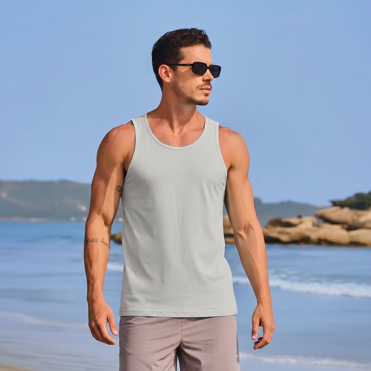 [3 Pcs set] UPF 50+ Tank Top Gym Workout Sleeveless Muscle Shirts-Men's tops-Calvin Hart-Black+Navy+Dark Grey-S-Calvin Hart