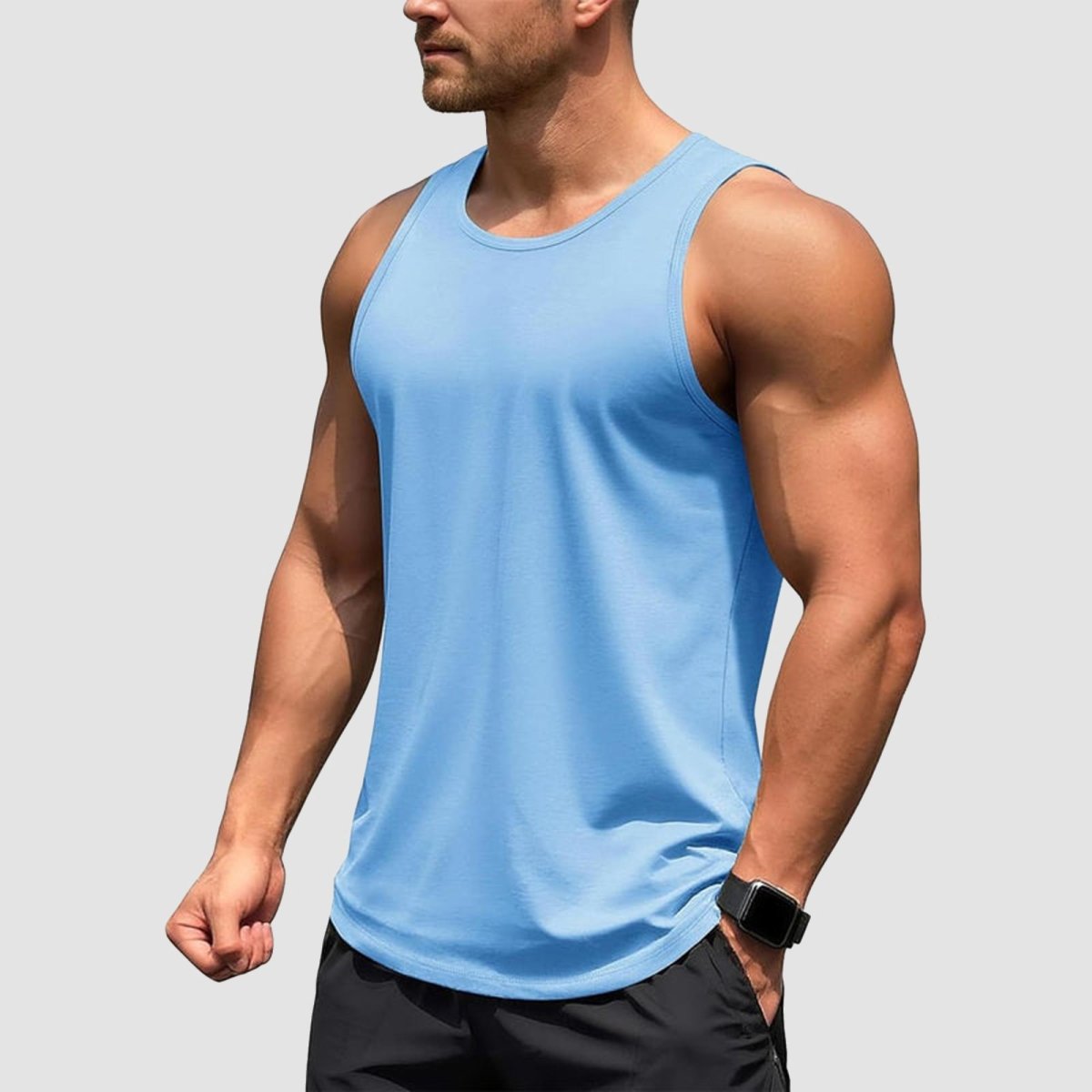 [3 Pcs set] UPF 50+ Tank Top Gym Workout Sleeveless Muscle Shirts-Men's tops-Calvin Hart-Black+Navy+Dark Grey-S-Calvin Hart