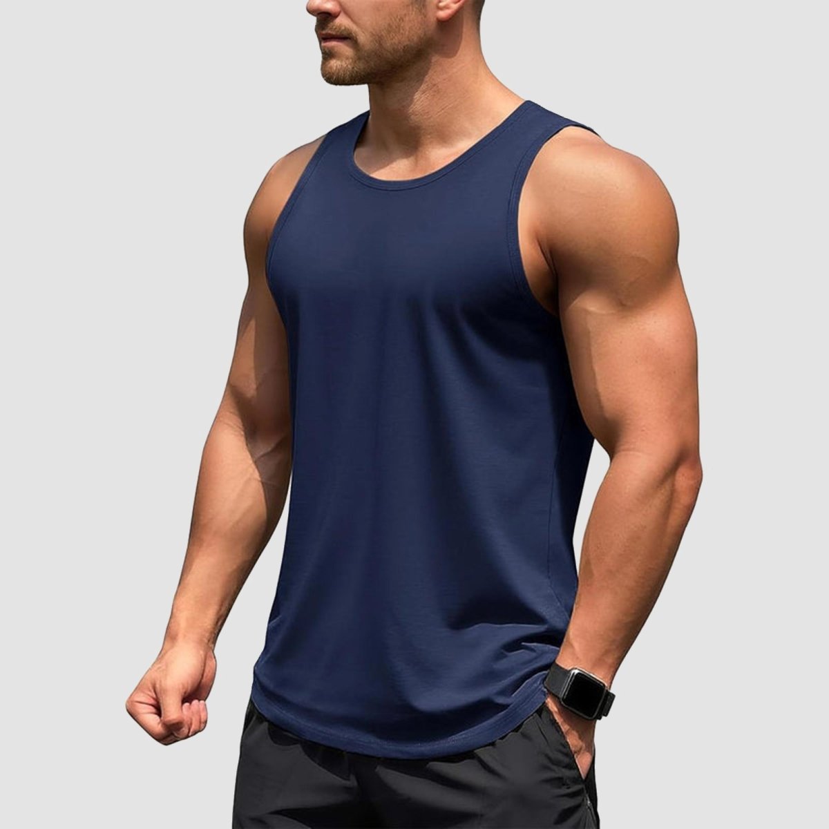 [3 Pcs set] UPF 50+ Tank Top Gym Workout Sleeveless Muscle Shirts-Men's tops-Calvin Hart-Black+Navy+Dark Grey-S-Calvin Hart