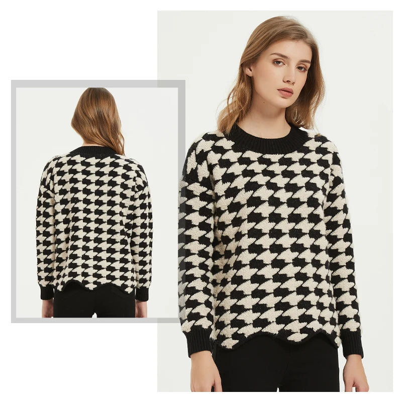 Calvin Hart Women's Houndstooth Fleece Sweater