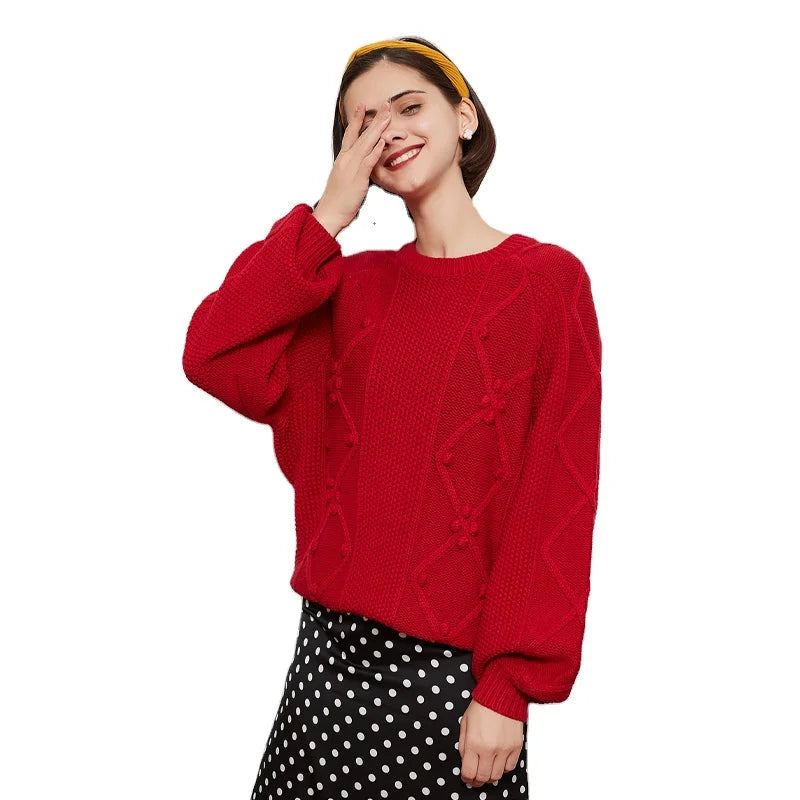 Calvin Hart Women's Geometric Open Knit Sweater