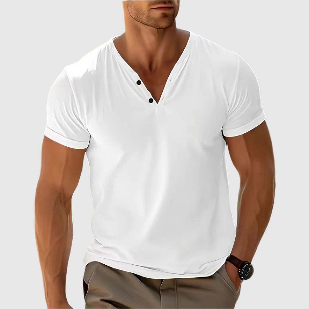 Alessandro Veneti Breeze Henley Shirt Ash & Harbor