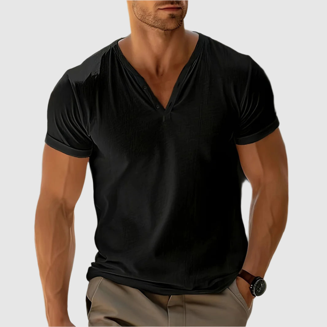 Alessandro Veneti Breeze Henley Shirt Ash & Harbor