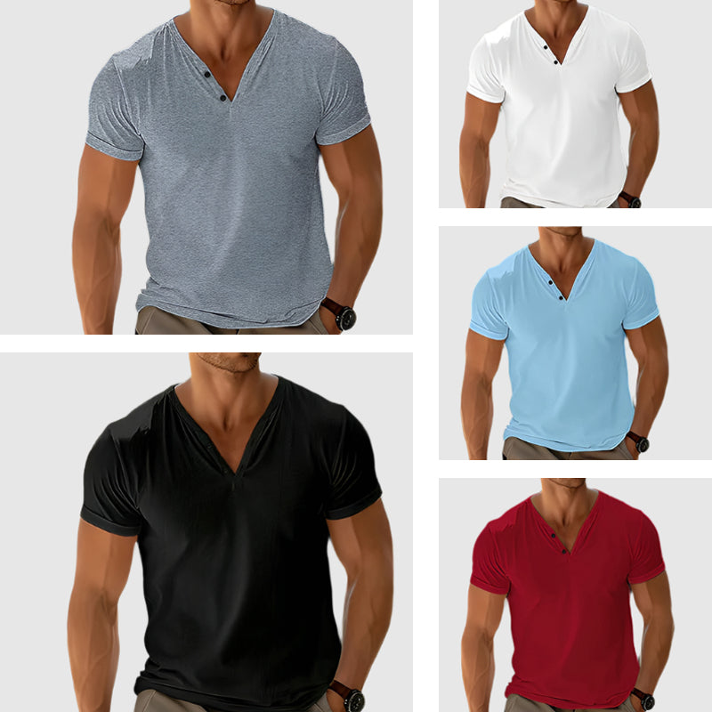 Alessandro Veneti Breeze Henley Shirt Ash & Harbor