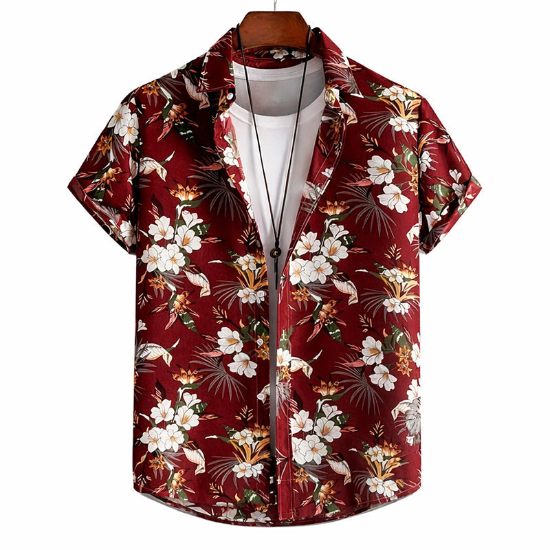 Alessandro Veneti Hawaiian Style Button-Up Shirt Ash & Harbor