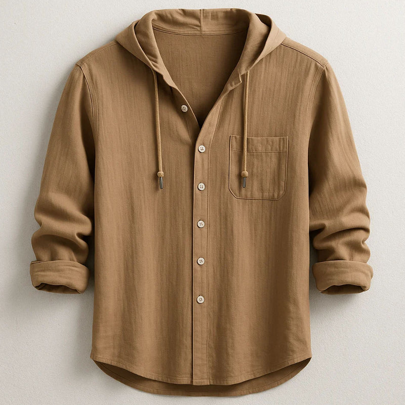 Alessandro Veneti Hooded Button-Up Shirt Ash & Harbor