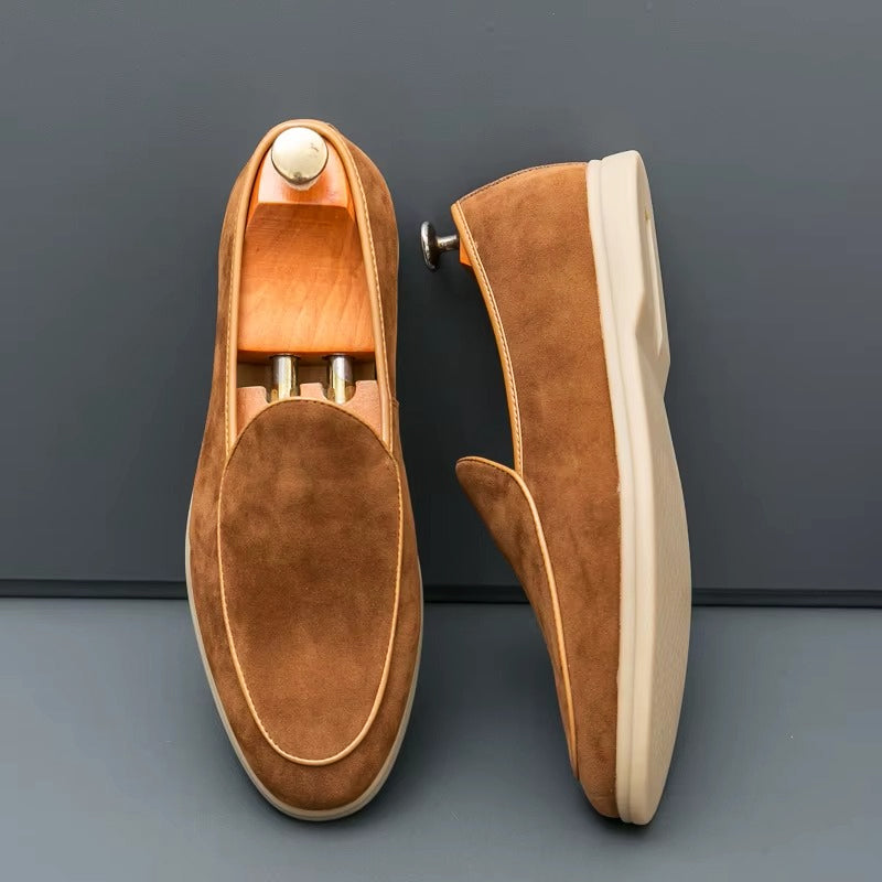 Alessandro Veneti Minimal Suede Slip-On Loafers Ash & Harbor
