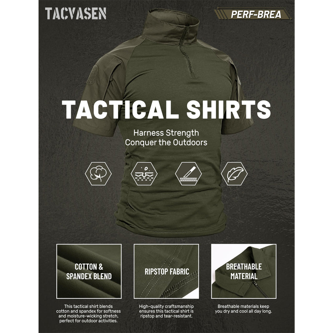 Men's Tactical Combat Shirt Ripstop Performance Tee-Men's tops-Calvin Hart-Army Green-S-Calvin Hart