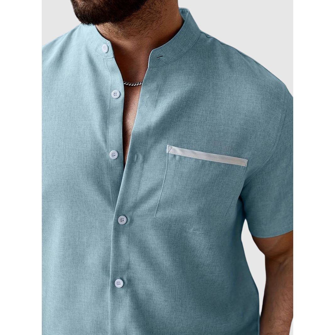 Felix Grant Summer Henley Shirt Ash & Harbor