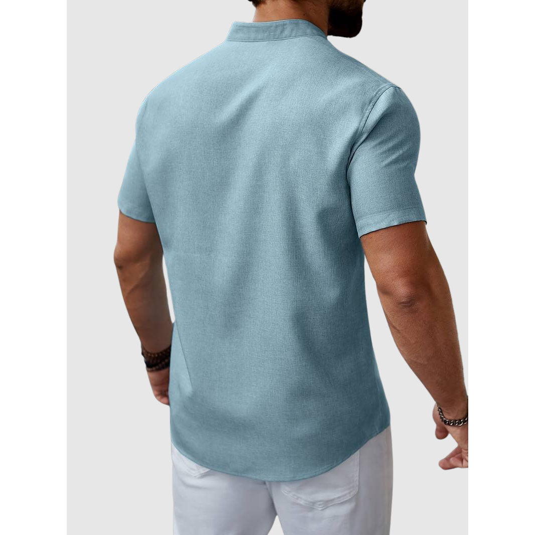 Felix Grant Summer Henley Shirt Ash & Harbor