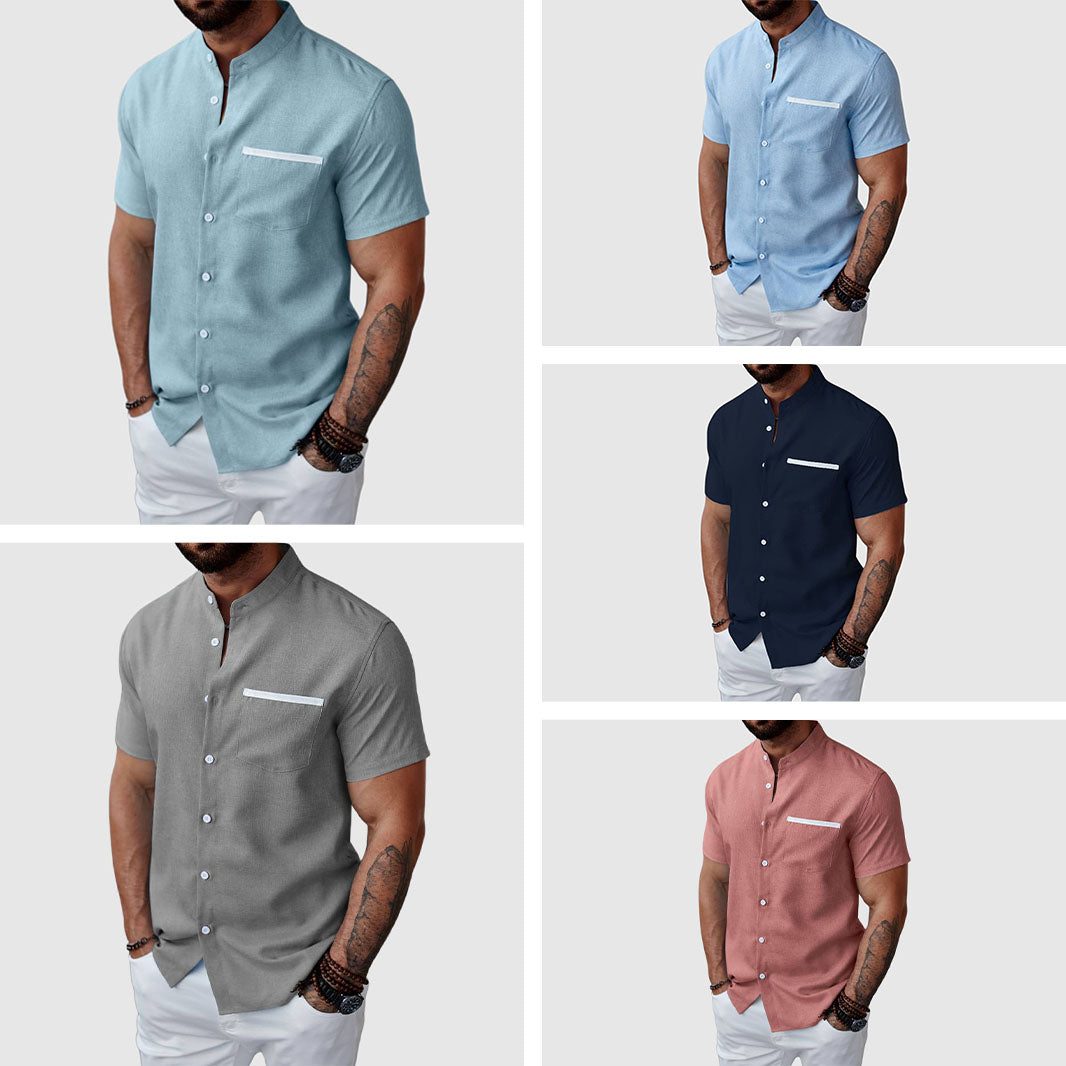 Felix Grant Summer Henley Shirt Ash & Harbor