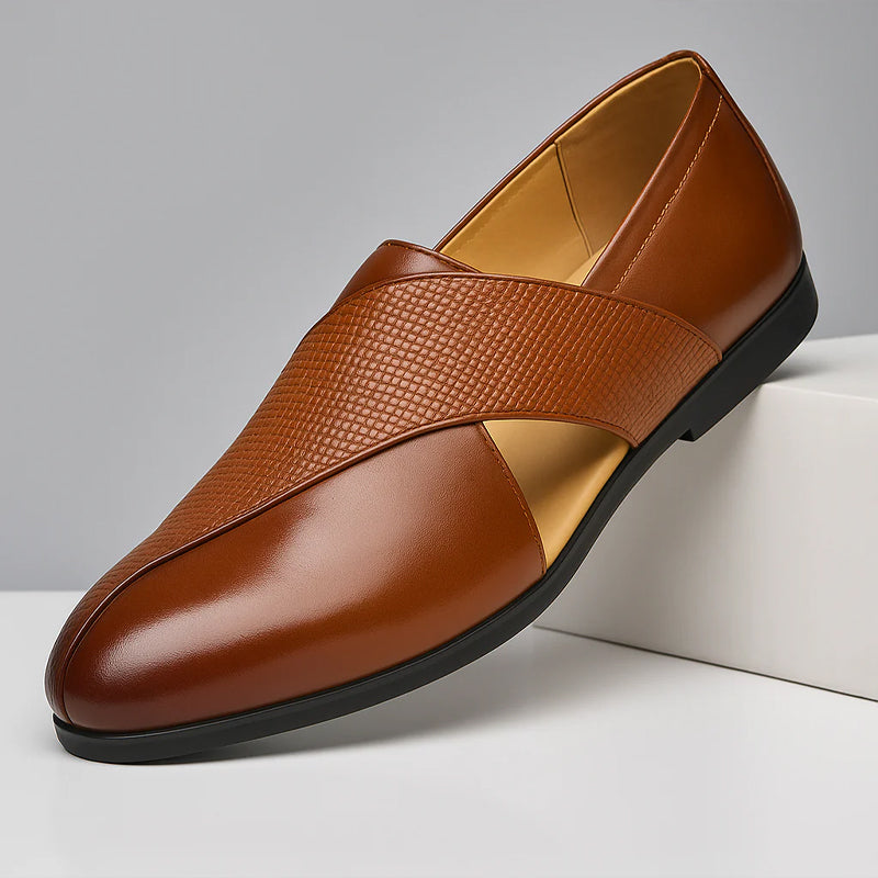 François Blanchet Cross-Strap Loafers With Side Cut-Out Ash & Harbor