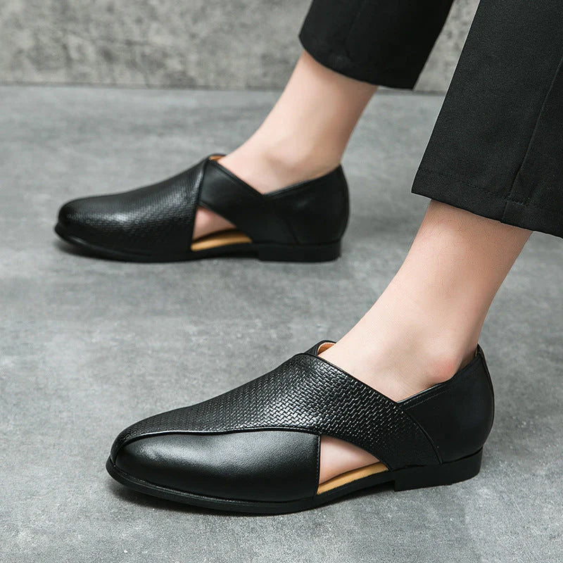 François Blanchet Cross-Strap Loafers With Side Cut-Out Ash & Harbor