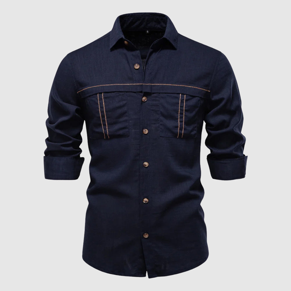François Blanchet Horizon Linen Shirt Ash & Harbor