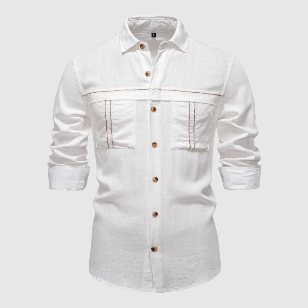 François Blanchet Horizon Linen Shirt Ash & Harbor