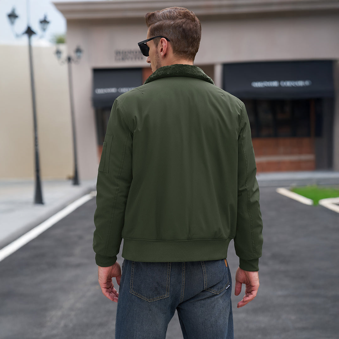 Casual Fleece Waterproof Bomber Jacket with Fur
