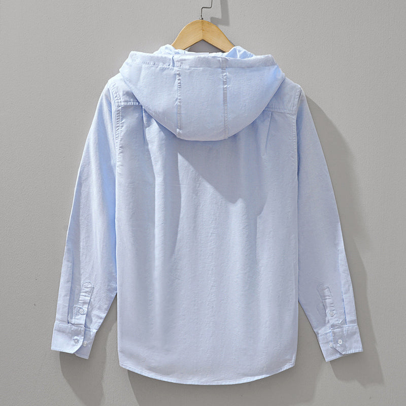 Hooded Cotton Shirt with Zipper Closure Ash & Harbor