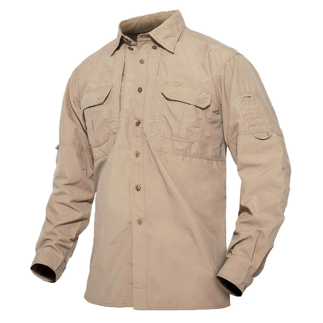 Men's Breathable Quick Dry Long Sleeve Shirts-Men's tops-Calvin Hart-Khaki-S-Calvin Hart