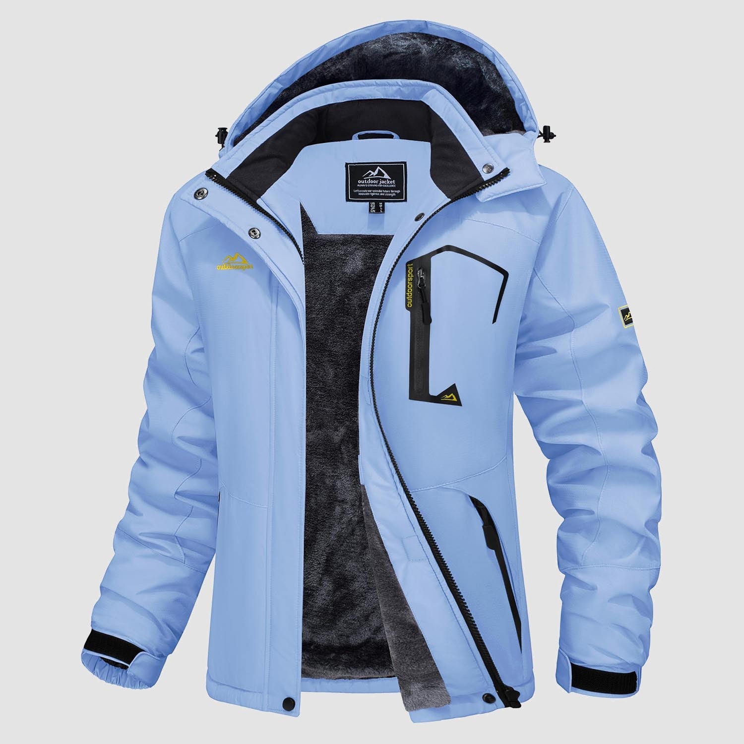Women's Water-Resistant Fleece Ski Jacket with 4 Pockets
