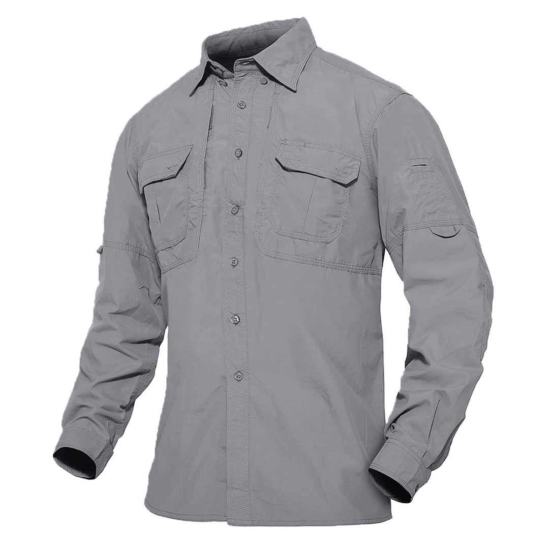 Men's Breathable Quick Dry Long Sleeve Shirts-Men's tops-Calvin Hart-Light Grey-S-Calvin Hart