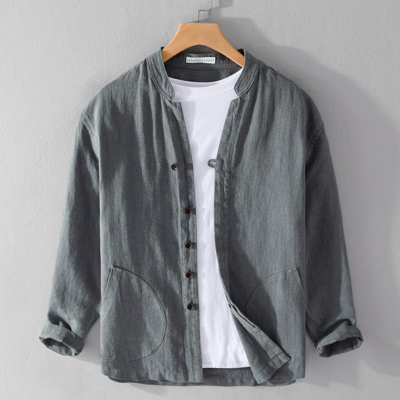 Lorenzo Vitali Breeze Linen Shirt Ash & Harbor