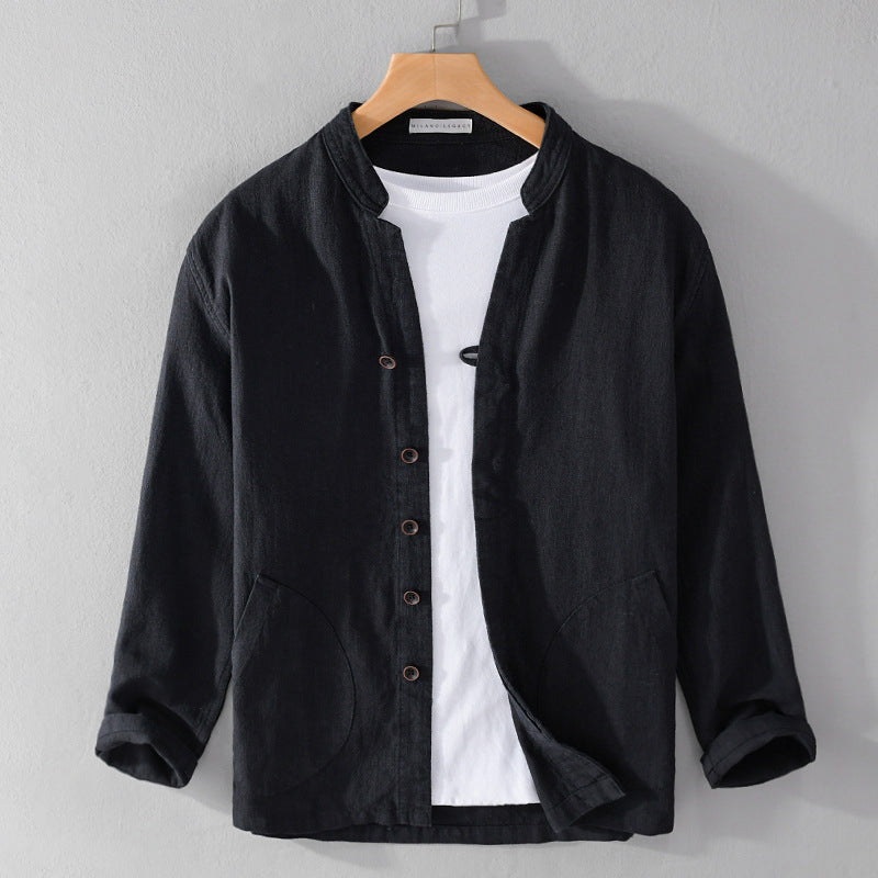 Lorenzo Vitali Breeze Linen Shirt Ash & Harbor
