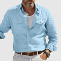Lorenzo Vitali Coastal Linen Shirt Ash & Harbor