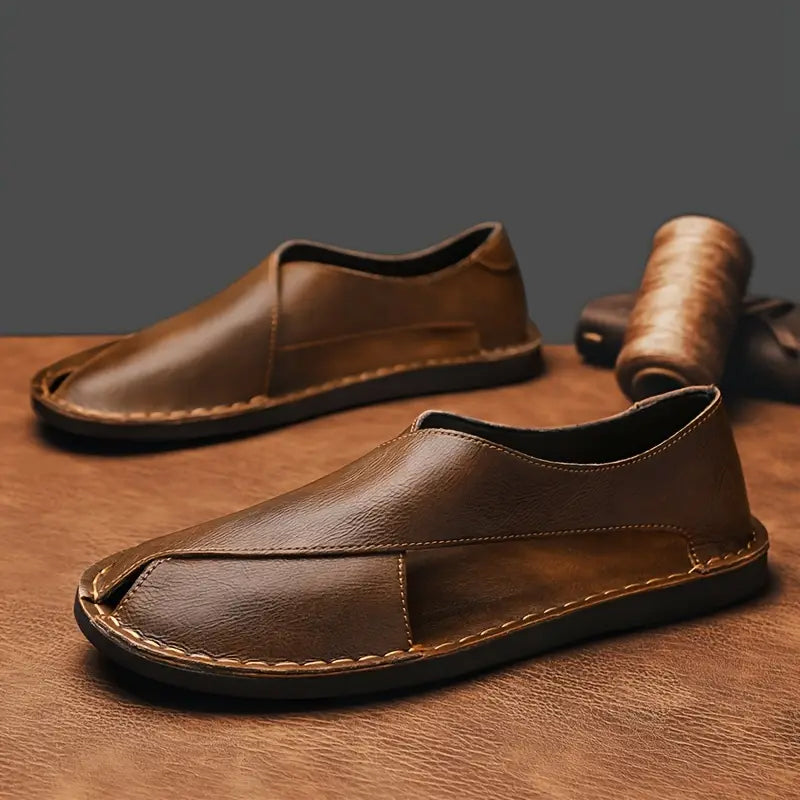 Lorenzo Vitali Cross Front Leather Sandals Ash & Harbor
