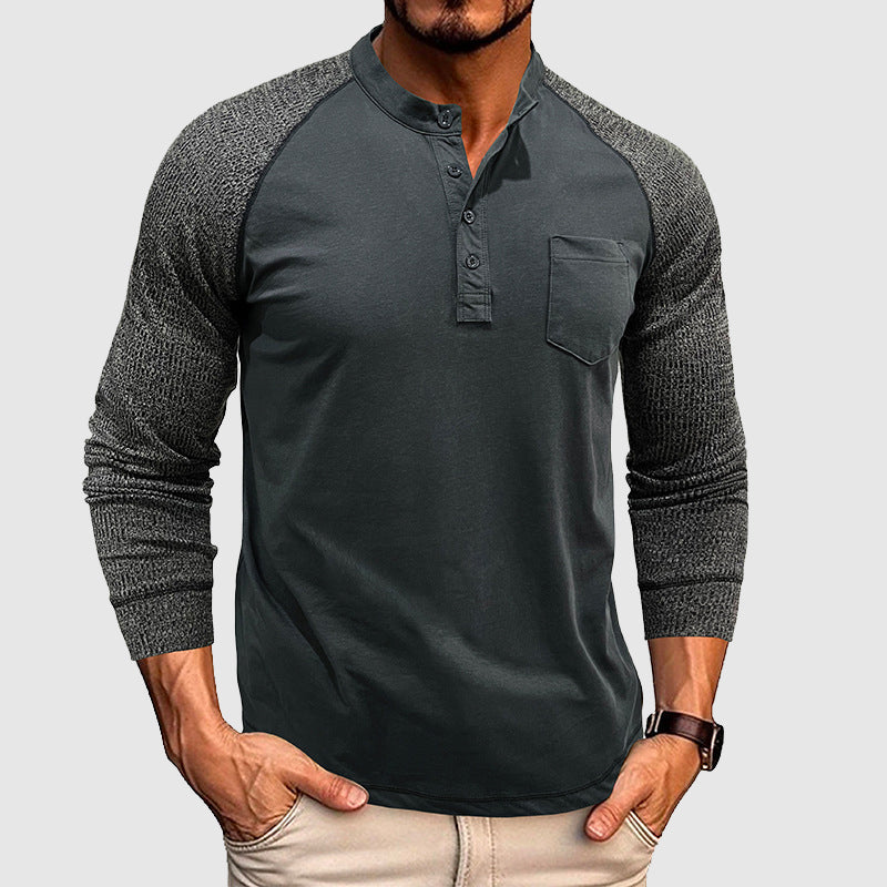 Lorenzo Vitali Dual Tone Henley Shirt Ash & Harbor