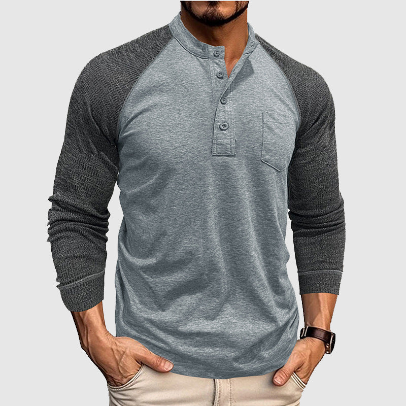 Lorenzo Vitali Dual Tone Henley Shirt Ash & Harbor