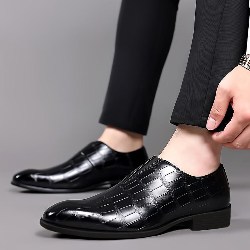 Lorenzo Vitali Glossy Croc-Texture Loafers Ash & Harbor
