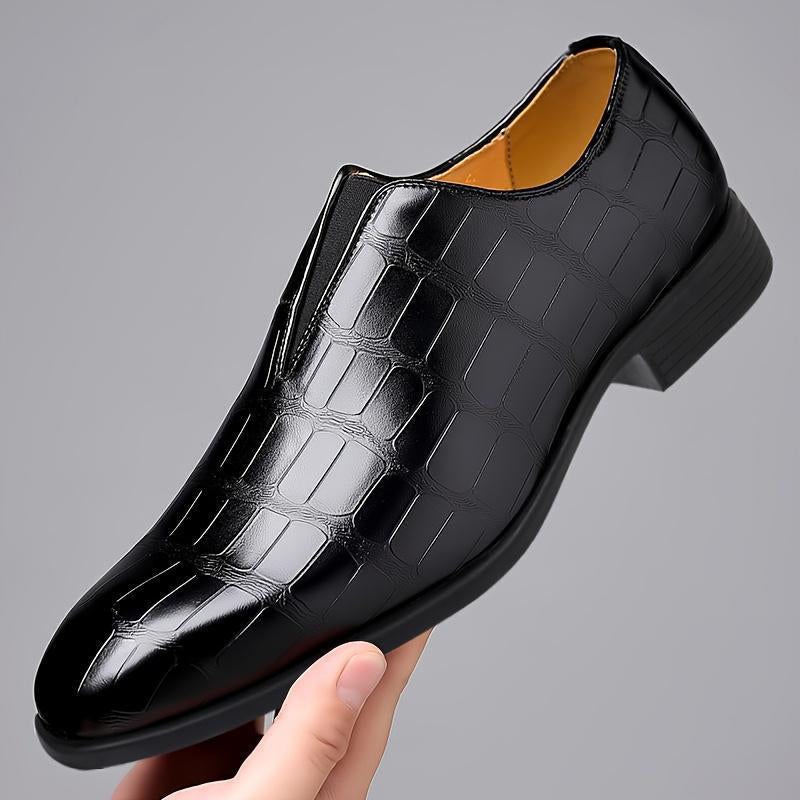 Lorenzo Vitali Glossy Croc-Texture Loafers Ash & Harbor