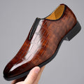 Lorenzo Vitali Glossy Croc-Texture Loafers Ash & Harbor
