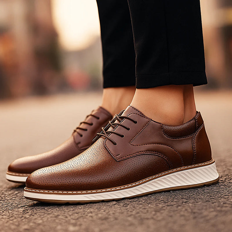 Lorenzo Vitali Lace-Up Shoes with Perforated Finish Ash & Harbor