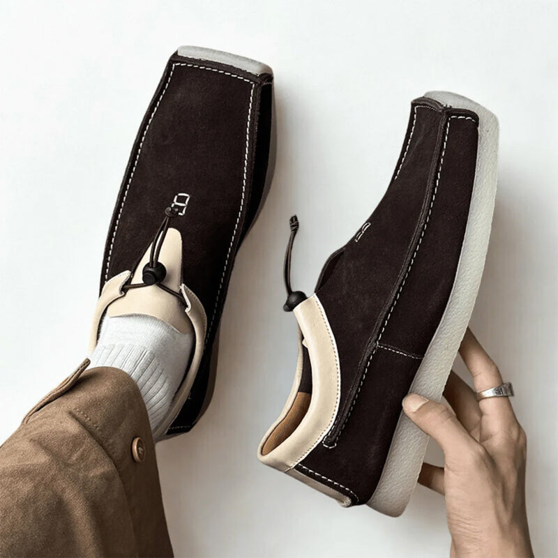 Lorenzo Vitali Suede Loafers with Drawstring Closure Ash & Harbor