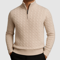Men’s Cable Knit Quarter-Zip Sweater Ash & Harbor