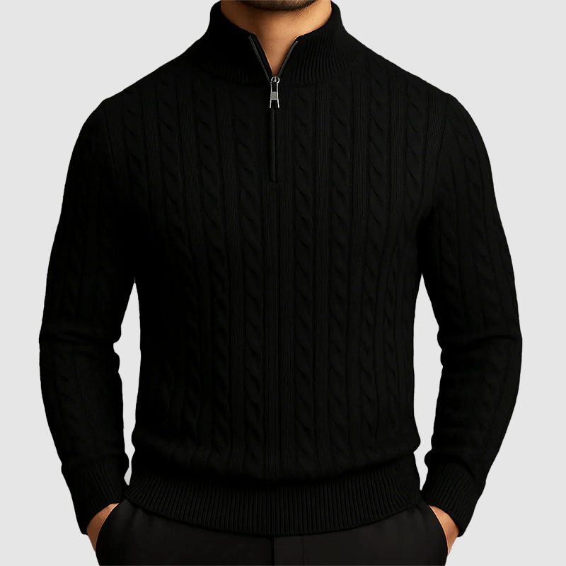 Men’s Cable Knit Quarter-Zip Sweater Ash & Harbor