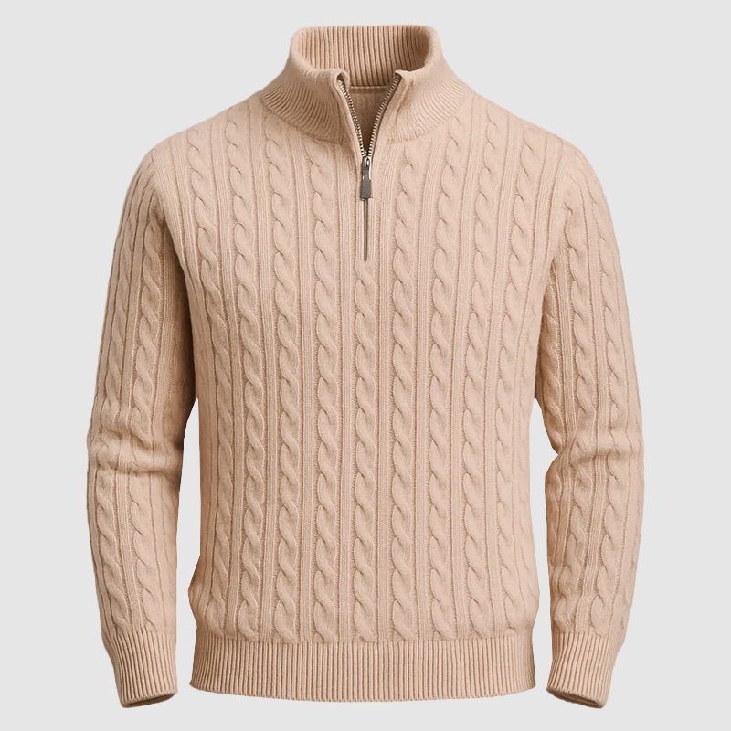 Men’s Cable Knit Quarter-Zip Sweater Ash & Harbor