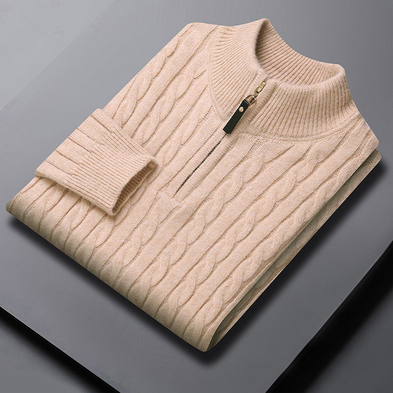 Men’s Cable Knit Quarter-Zip Sweater Ash & Harbor