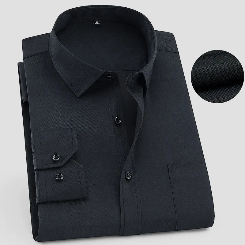 Men’s Long-Sleeve Button-Up Shirt with Textured Weave Ash & Harbor