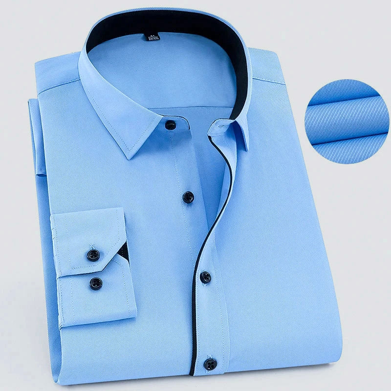 Men’s Long-Sleeve Button-Up Shirt with Textured Weave Ash & Harbor