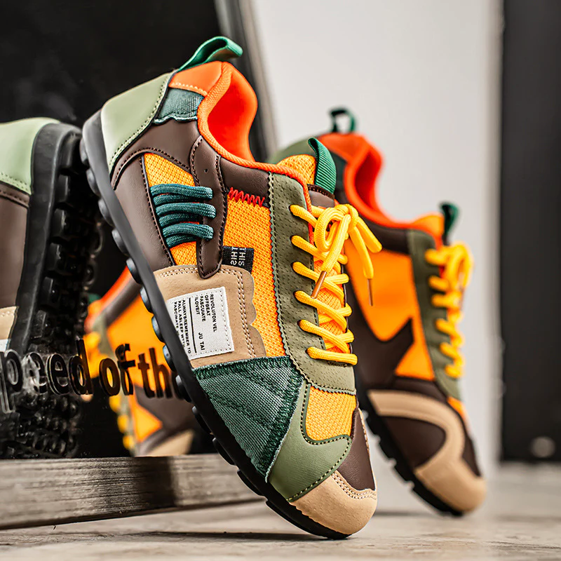 Men’s Multi-Tone Sneakers with Layered Stitch Design Ash & Harbor