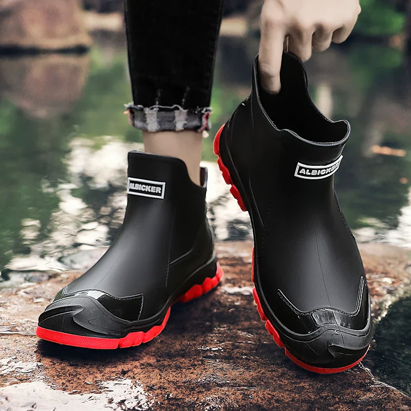 Men’s Waterproof Rain Boots with Grip Sole Ash & Harbor