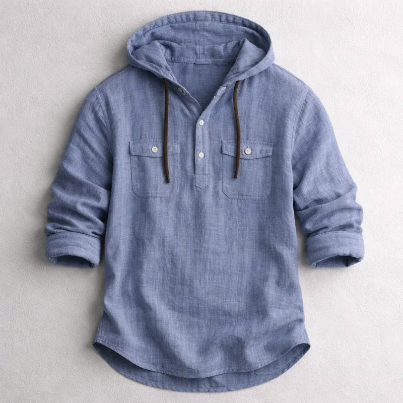 Roberto Russo Cotton Linen Hoodie Shirt Ash & Harbor